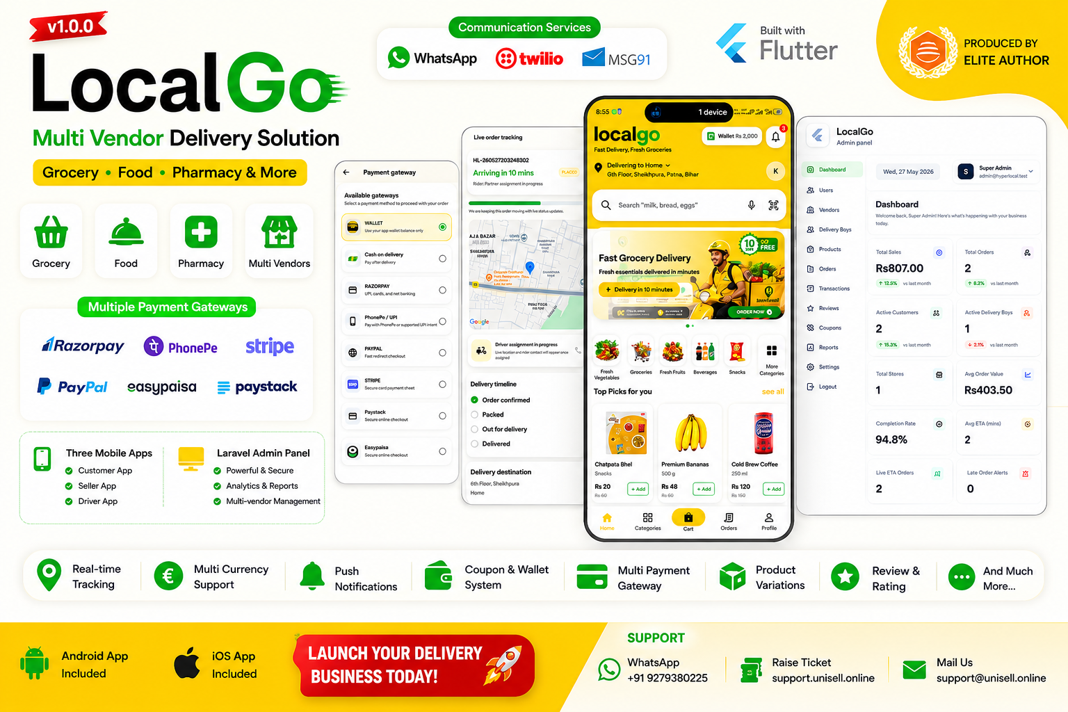 LocalGo – Multi Vendor Grocery, Food, Pharmacy Delivery Flutter App with Laravel Admin Panel